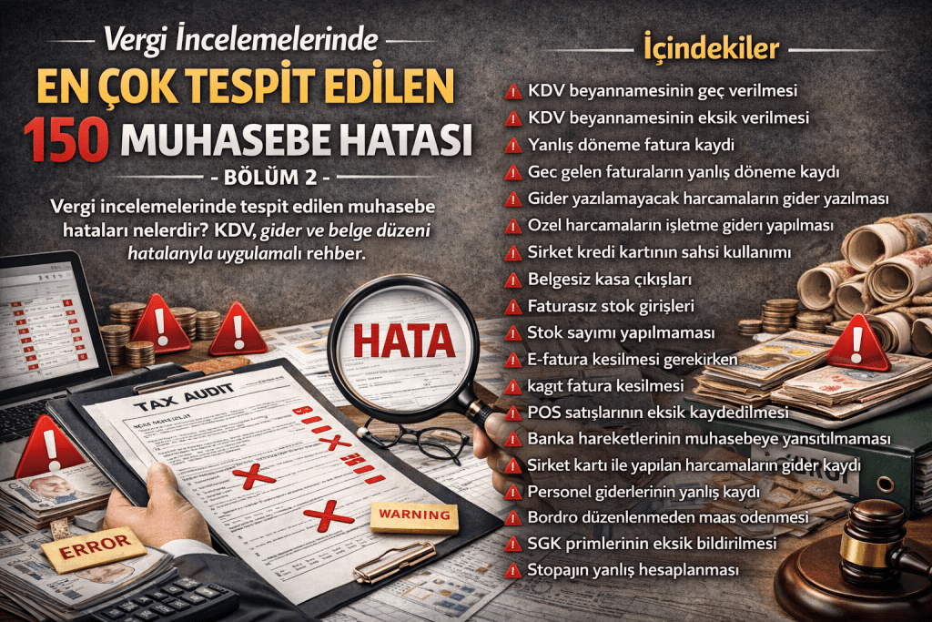 Vergi İncelemelerinde En Çok Tespit Edilen 150 Muhasebe Hatası-Bölüm 2