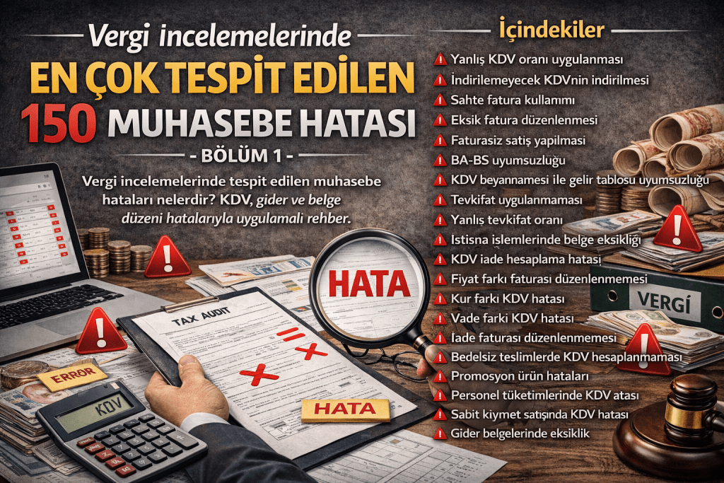 Vergi İncelemelerinde En Çok Tespit Edilen 150 Muhasebe Hatası-Bölüm 1