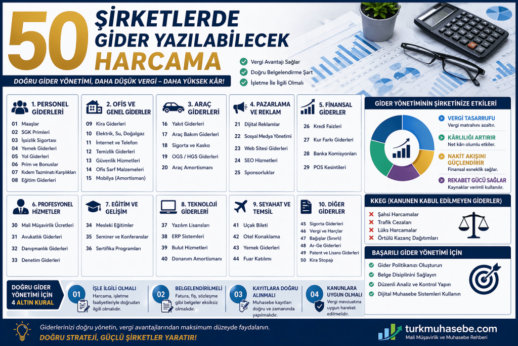 Şirketlerde Gider Yazılabilecek 50 Harcama
